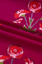 Red Floral Print Frilled V Neck Short Sleeve Ruffle Maxi Dress