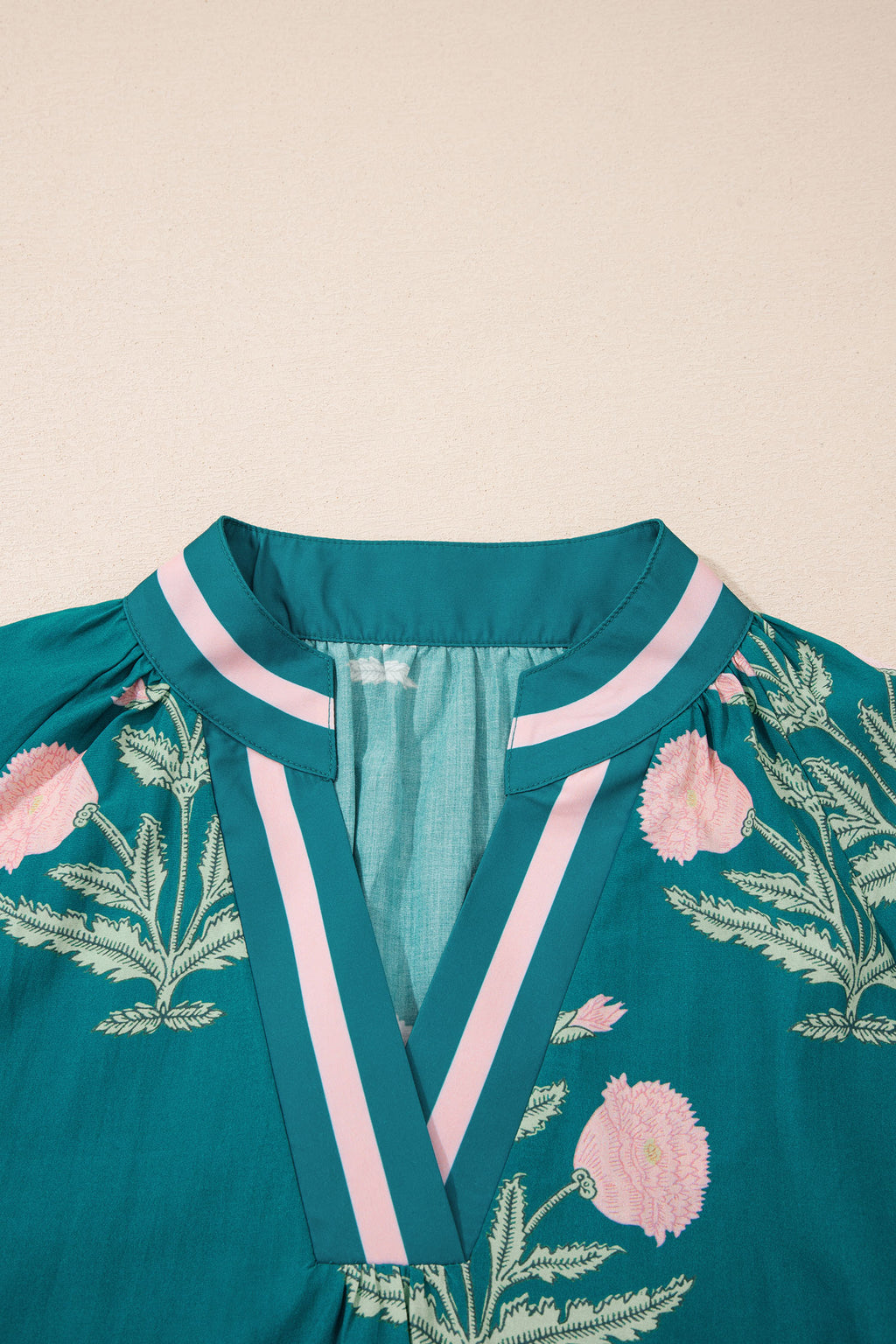 Casual Wild Flower Print V Neck 3/4 Sleeve Blouse