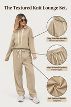Leopard Drawstring Pullover Hoodie and High Waist Pants Corduroy Suit