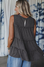 White Tiered Frill Trim A-line Tank Top