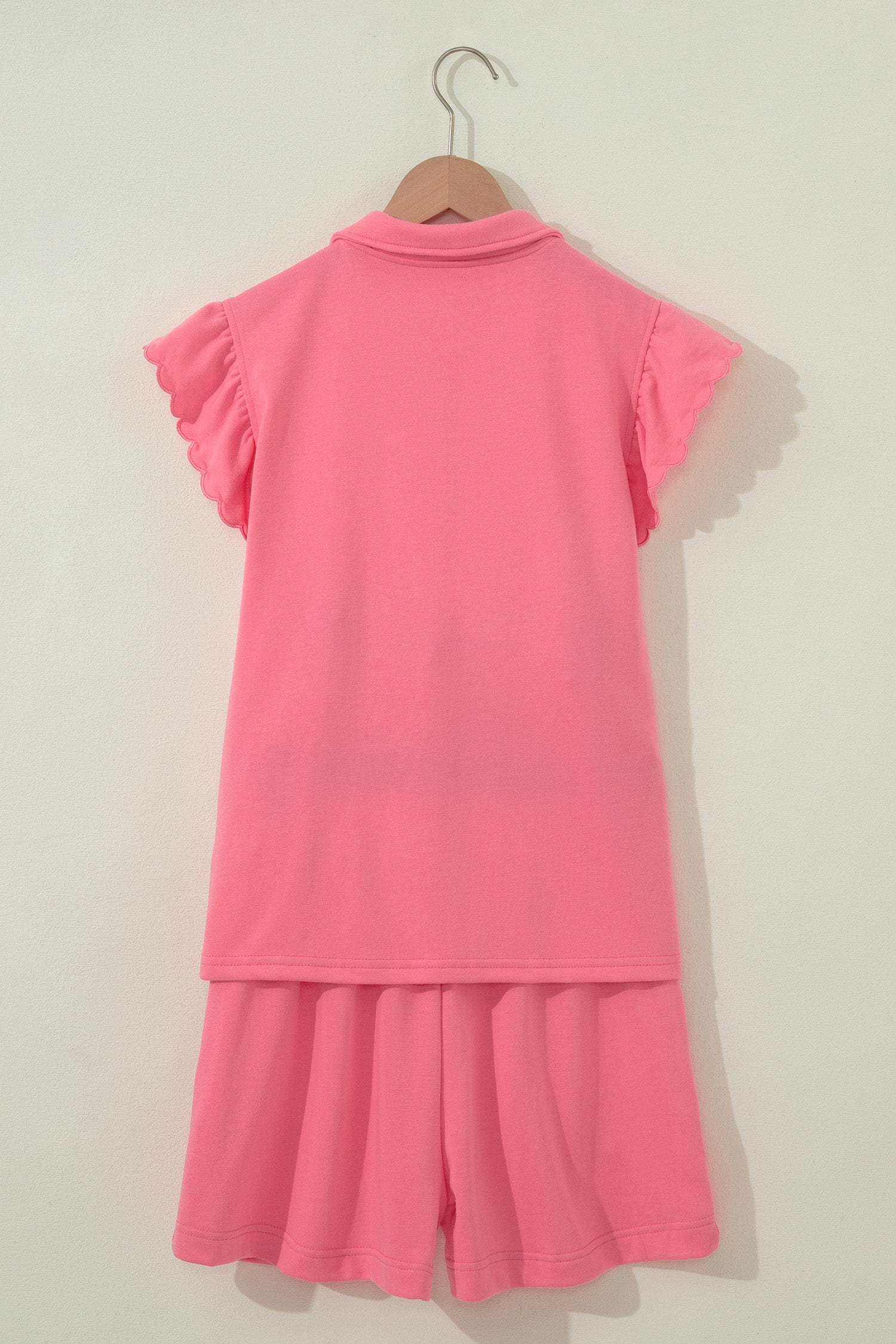Half Zipped Ruffled Short Set