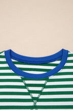 Striped Drop Shoulder Boxy Casual Terry Short Set