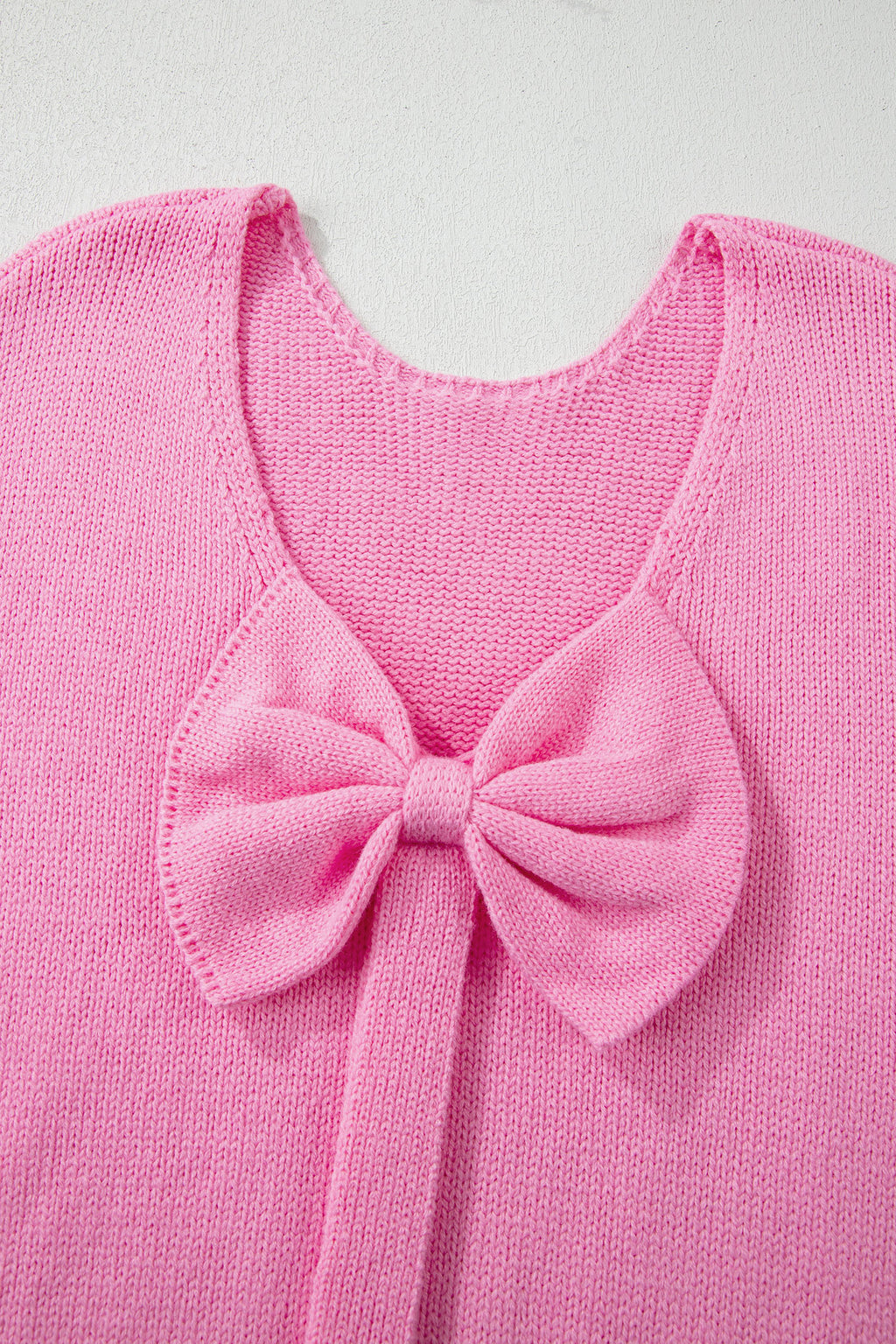 Festive Bow Backless Bubble Sleeve Sweater