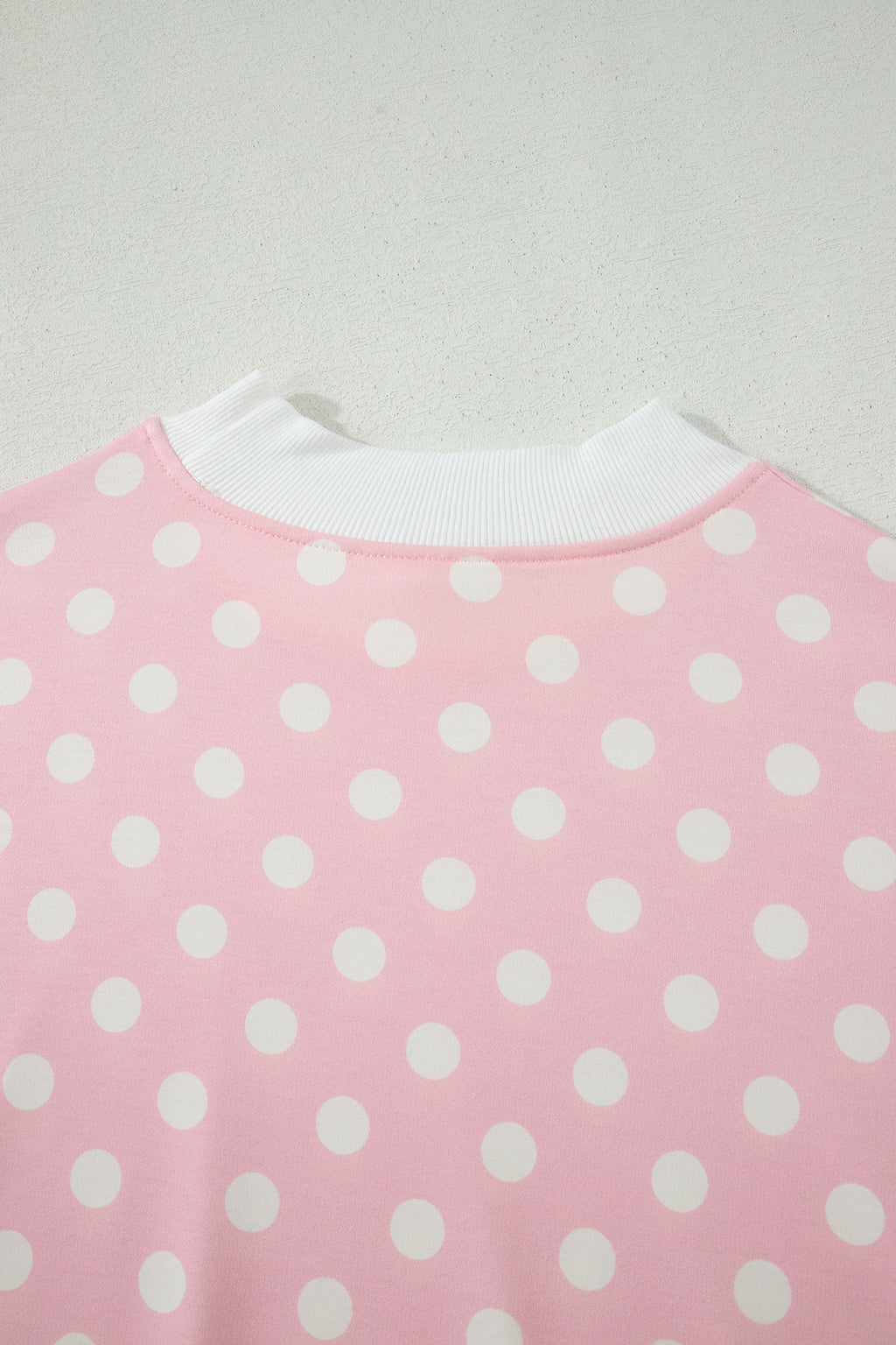 Pink Polka Dot Print Mock Neck Short Sleeve Top Shift Pant Set