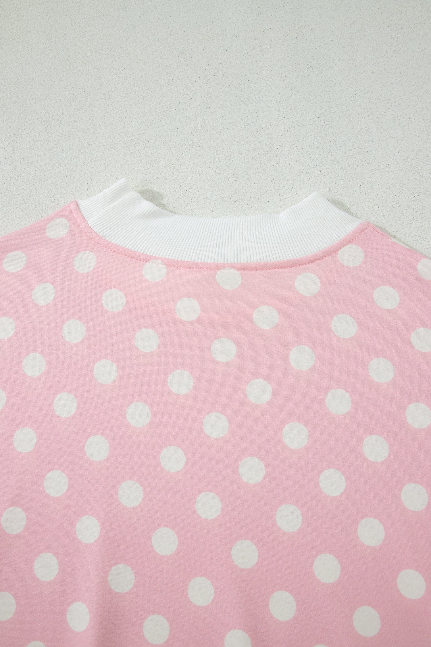 Pink Polka Dot Print Mock Neck Short Sleeve Top Shift Pant Set