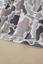 Abstract Camo Elastic Waist Drawstring Mini Skort