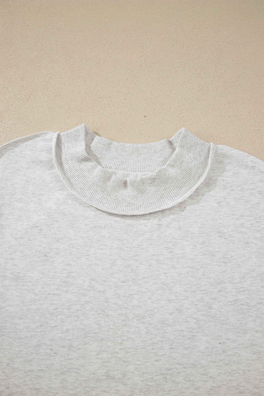 Light Grey Exposed Seam Detail Mock Neck Tee