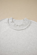 Light Grey Exposed Seam Detail Mock Neck Tee