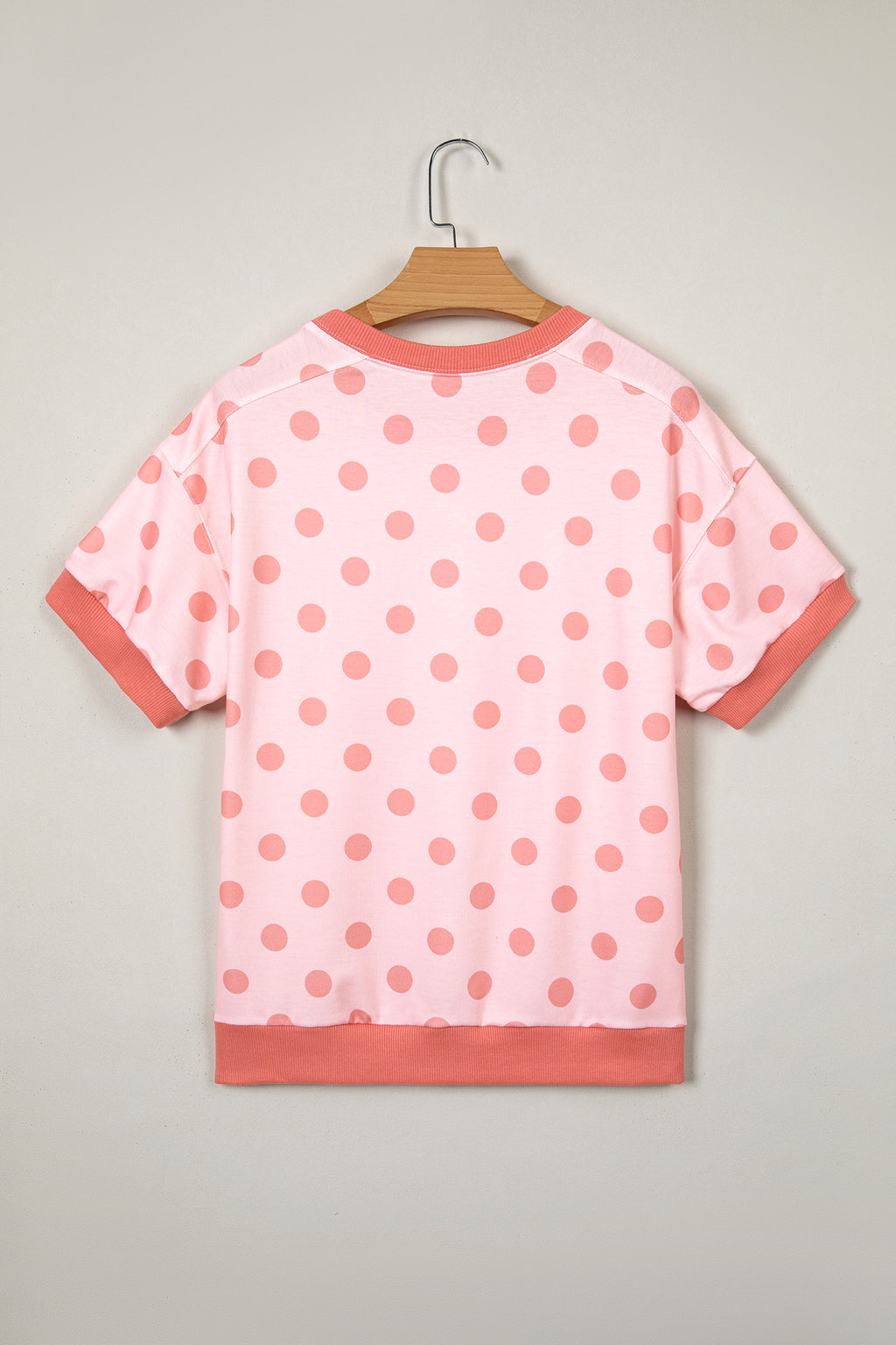 Color Block Trim Polka Dot Casual Tee
