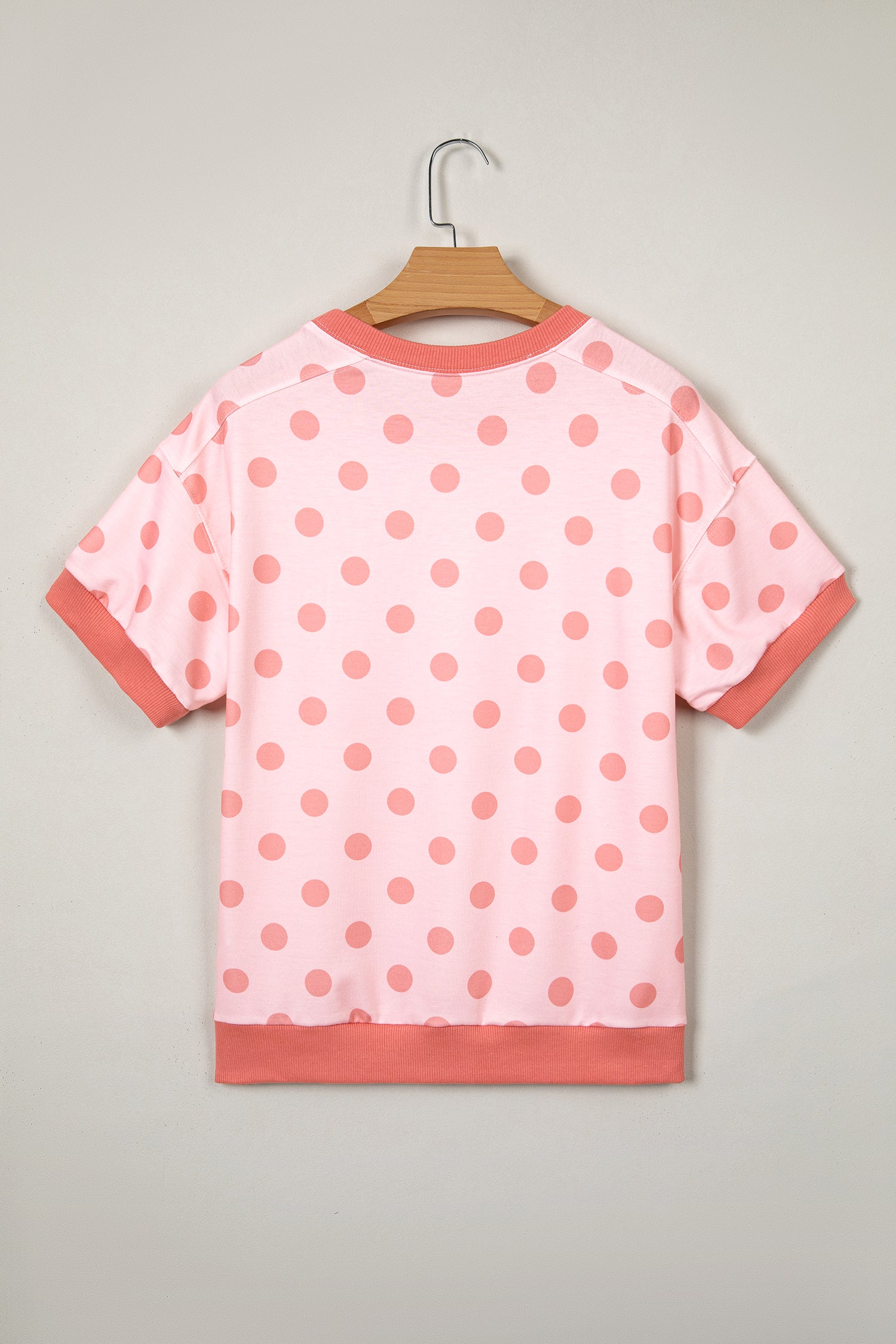 Color Block Trim Polka Dot Casual Tee