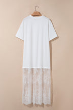 Floral Patchwork Short Sleeve T Shirt Loose Maxi Dress