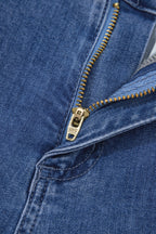 Ashleigh Blue Golden Button Detail Rolled Edge Flare Leg Jeans