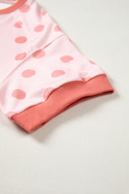 Color Block Trim Polka Dot Casual Tee