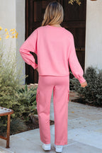 Solid Color Pullover Top and Cargo Pants Set