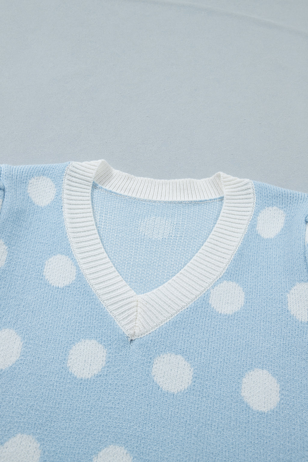 Polka Dot Puff Short Sleeve Sweater Top