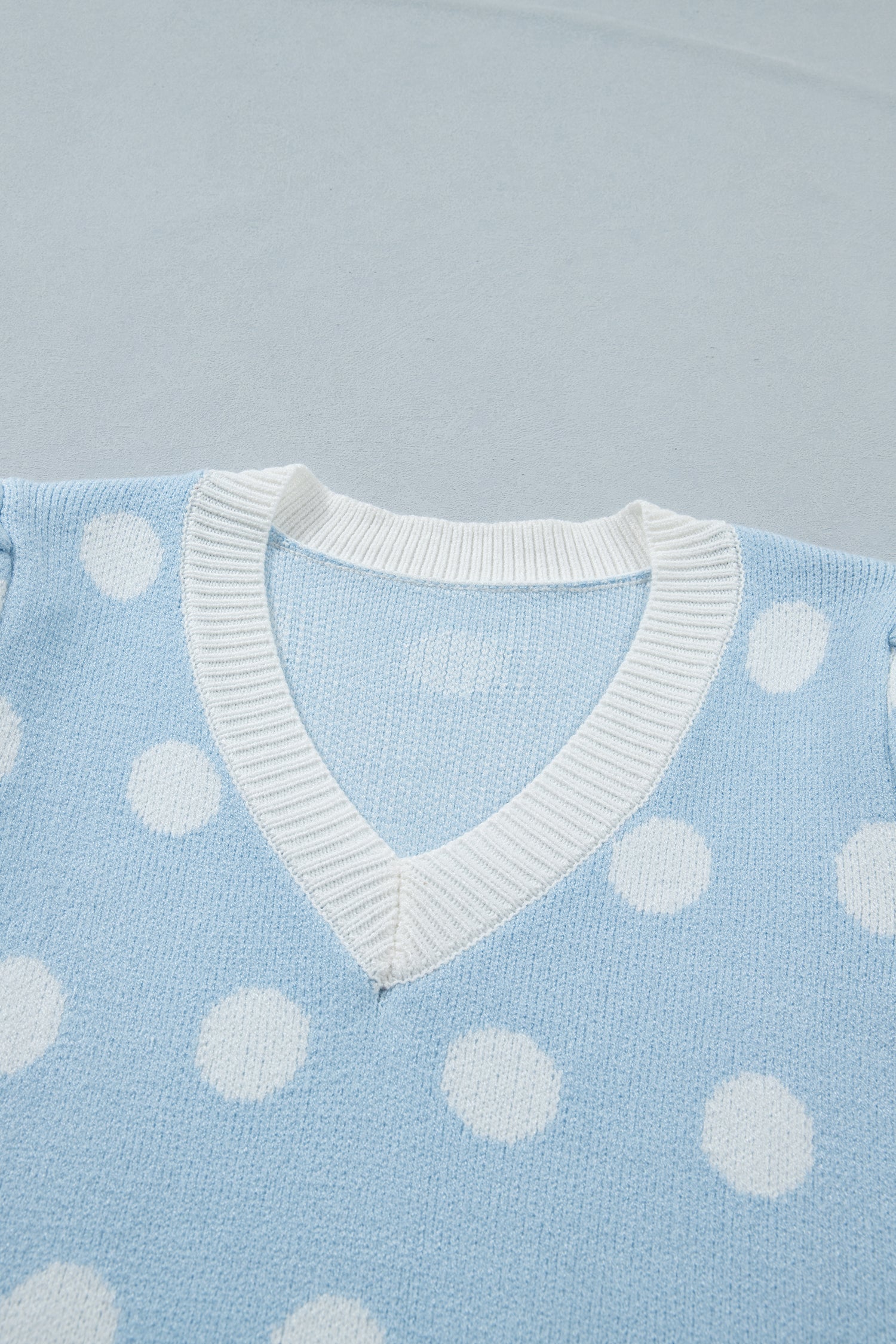 Polka Dot Puff Short Sleeve Sweater Top