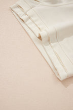 Solid Color Contrast Textured Patchwork Raw Edge 2pcs Short Set