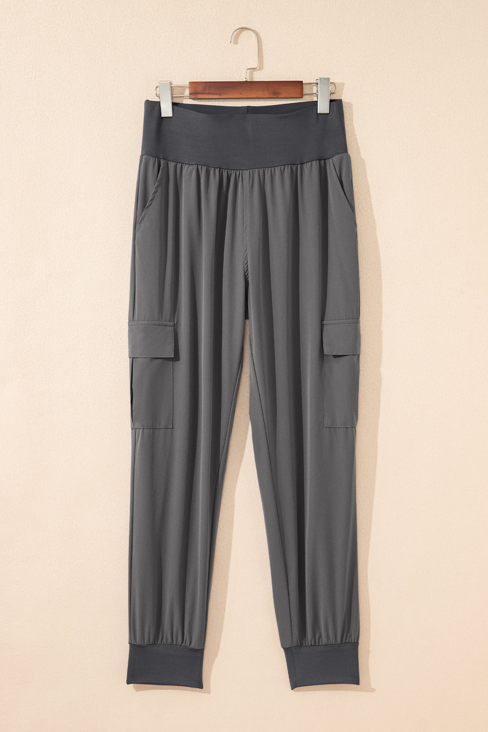 Elastic High Waist Pocketed Cargo Jogger Pants