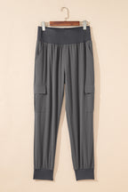 Elastic High Waist Pocketed Cargo Jogger Pants