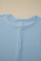 Waffle Textured Knit Dolman Short Sleeve Loose Top