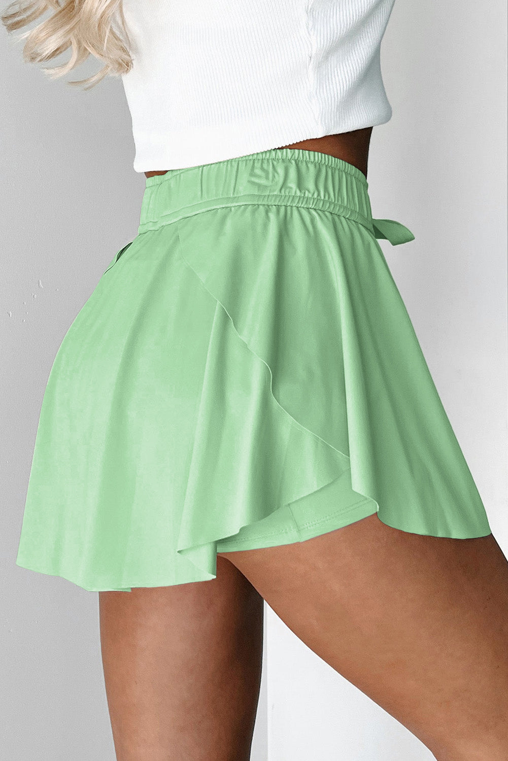 Drawstring Elastic Waistband Lined Tennis Skorts