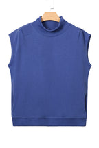 Solid Color High Neck Cap Sleeve Loose Top