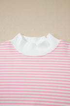 Pink Stripe Oversize Mock Neck Sweatshirt and Shorts Set