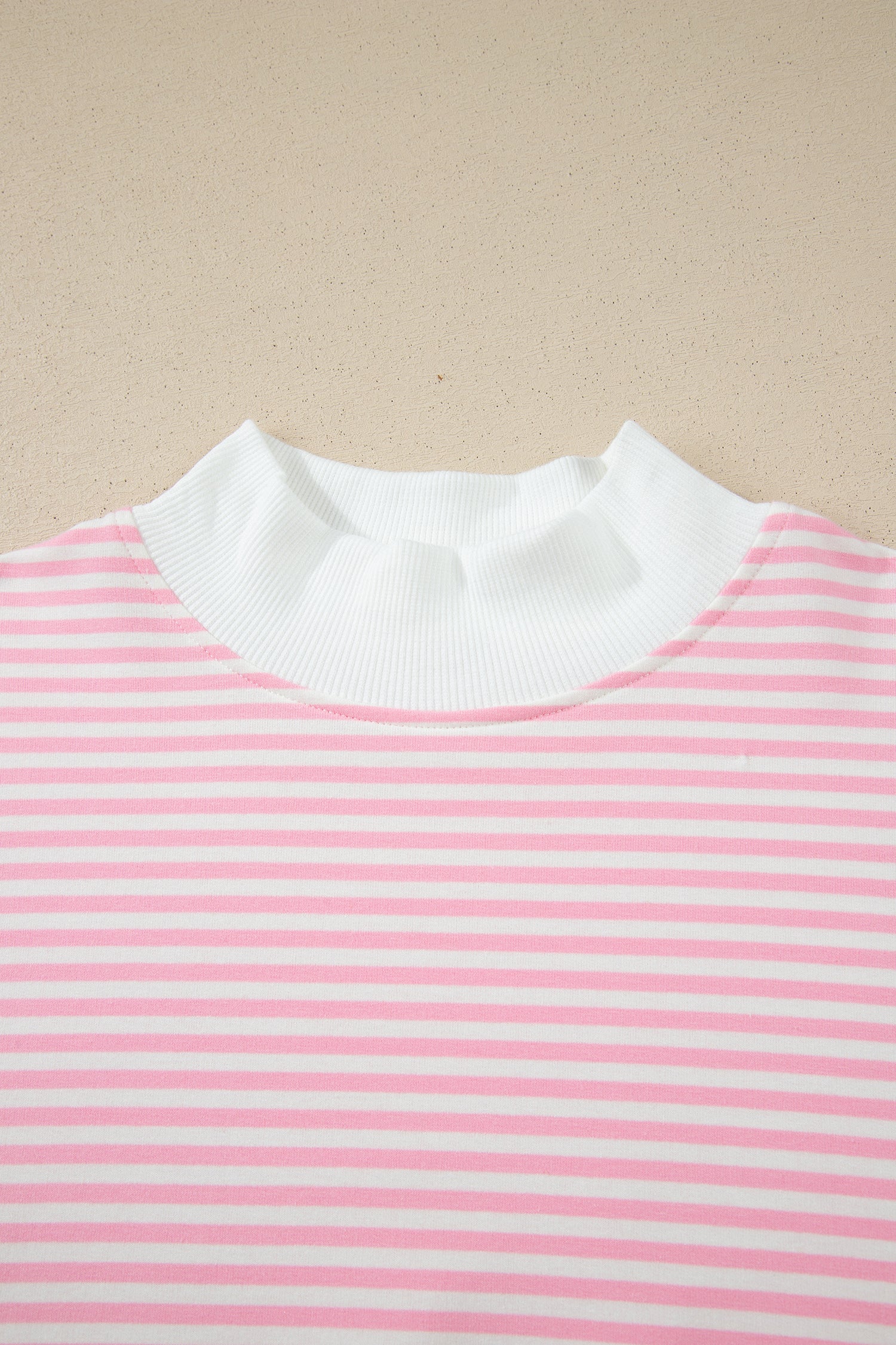 Pink Stripe Oversize Mock Neck Sweatshirt and Shorts Set
