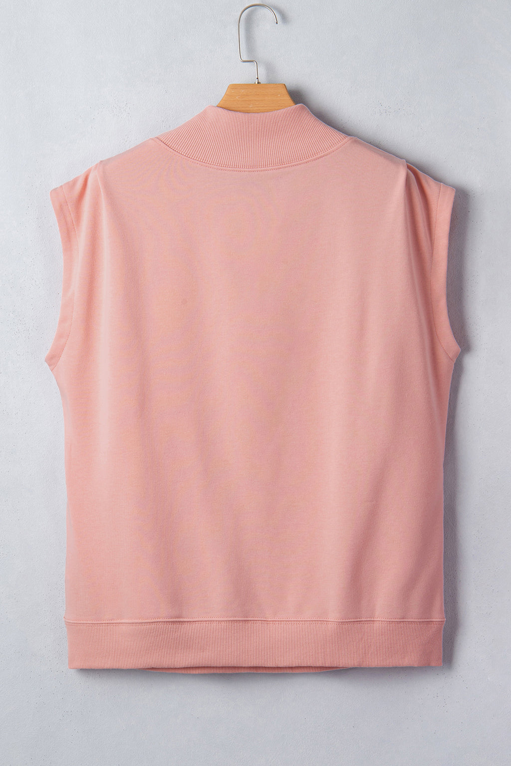 Solid Color High Neck Cap Sleeve Loose Top