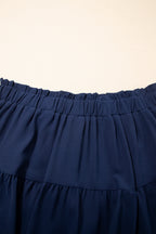 Plus Size Frilled Elastic Waist Lace Trim Boho Ruffled Shorts