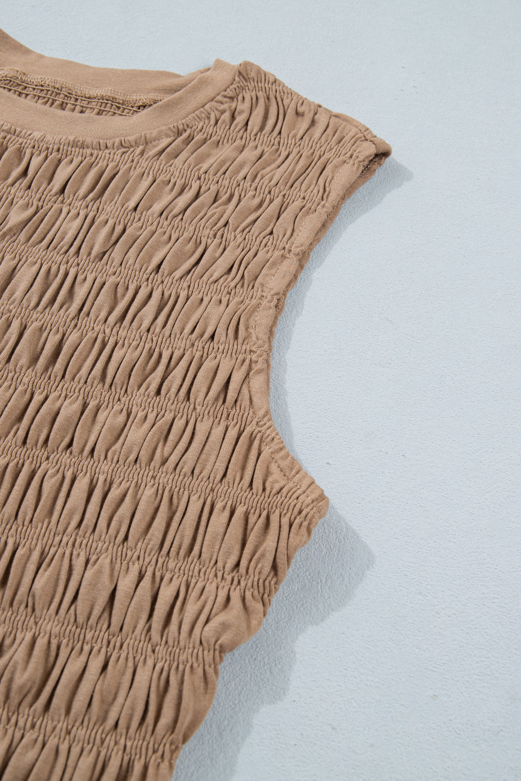 Shirred Slim Fit Ruffle Hem Tank Top