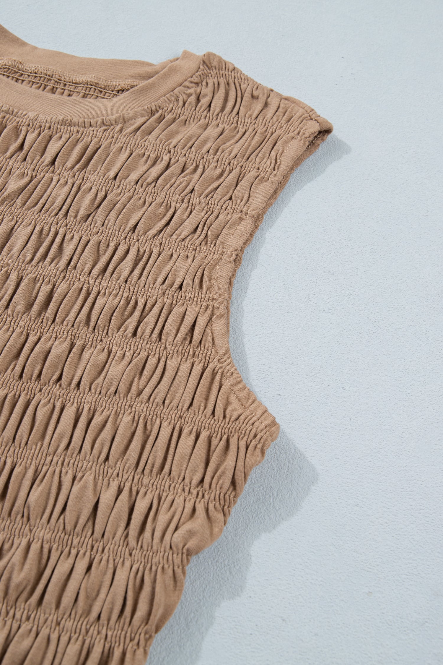 Shirred Slim Fit Ruffle Hem Tank Top