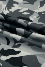 Green Camouflage Print Drawstring Casual Pants