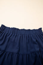 Plus Size Frilled Elastic Waist Lace Trim Boho Ruffled Shorts
