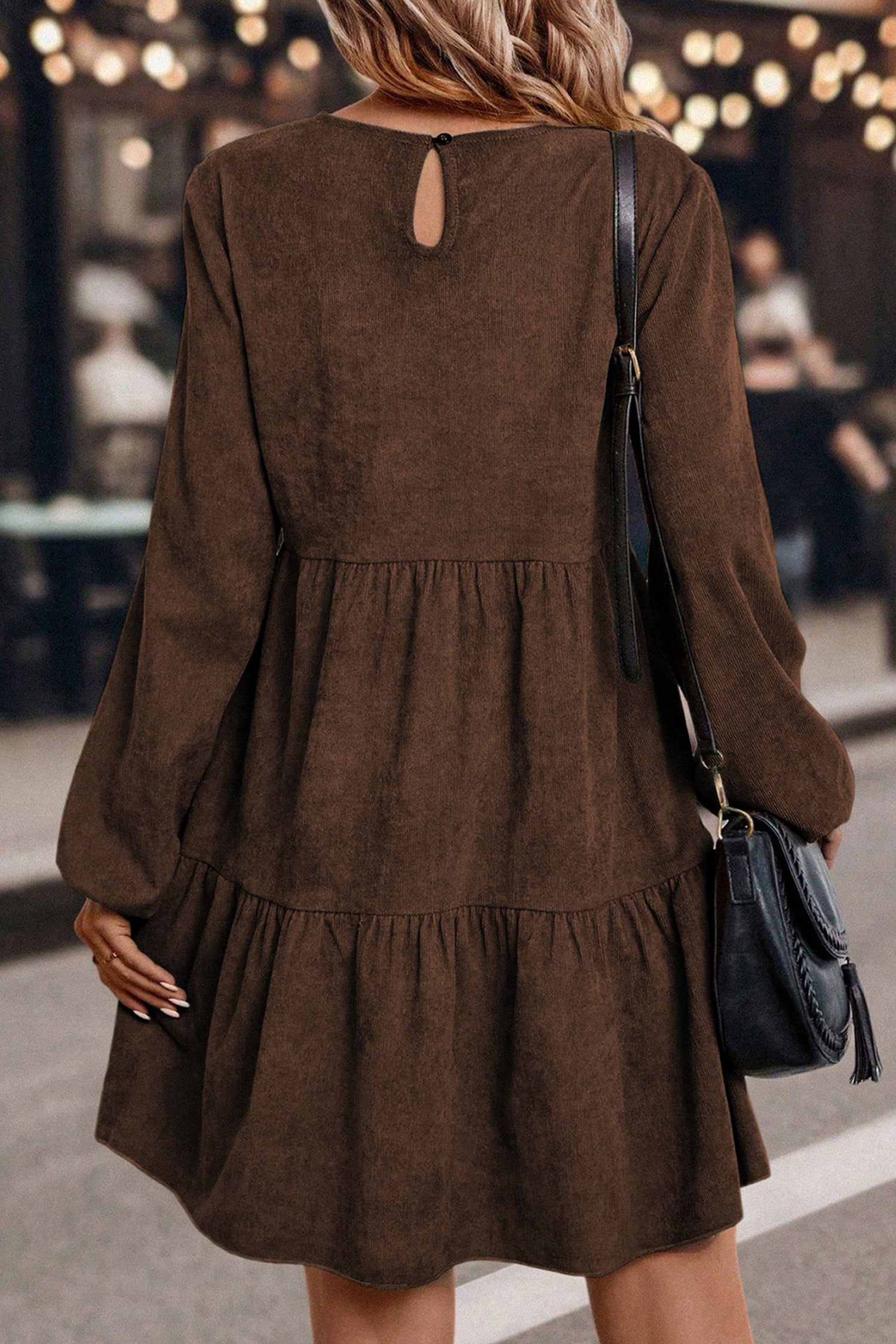 Lantern Sleeve Tiered Mini Dress