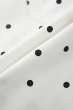 White Polka Dot Print Embroidered Scallop Hem Shorts