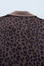 Brown V Neck Collar Leopard Printed 2pcs Short Set