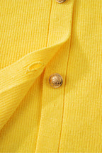 Solid Color Sleeveless Knit Button Pocketed Sweater