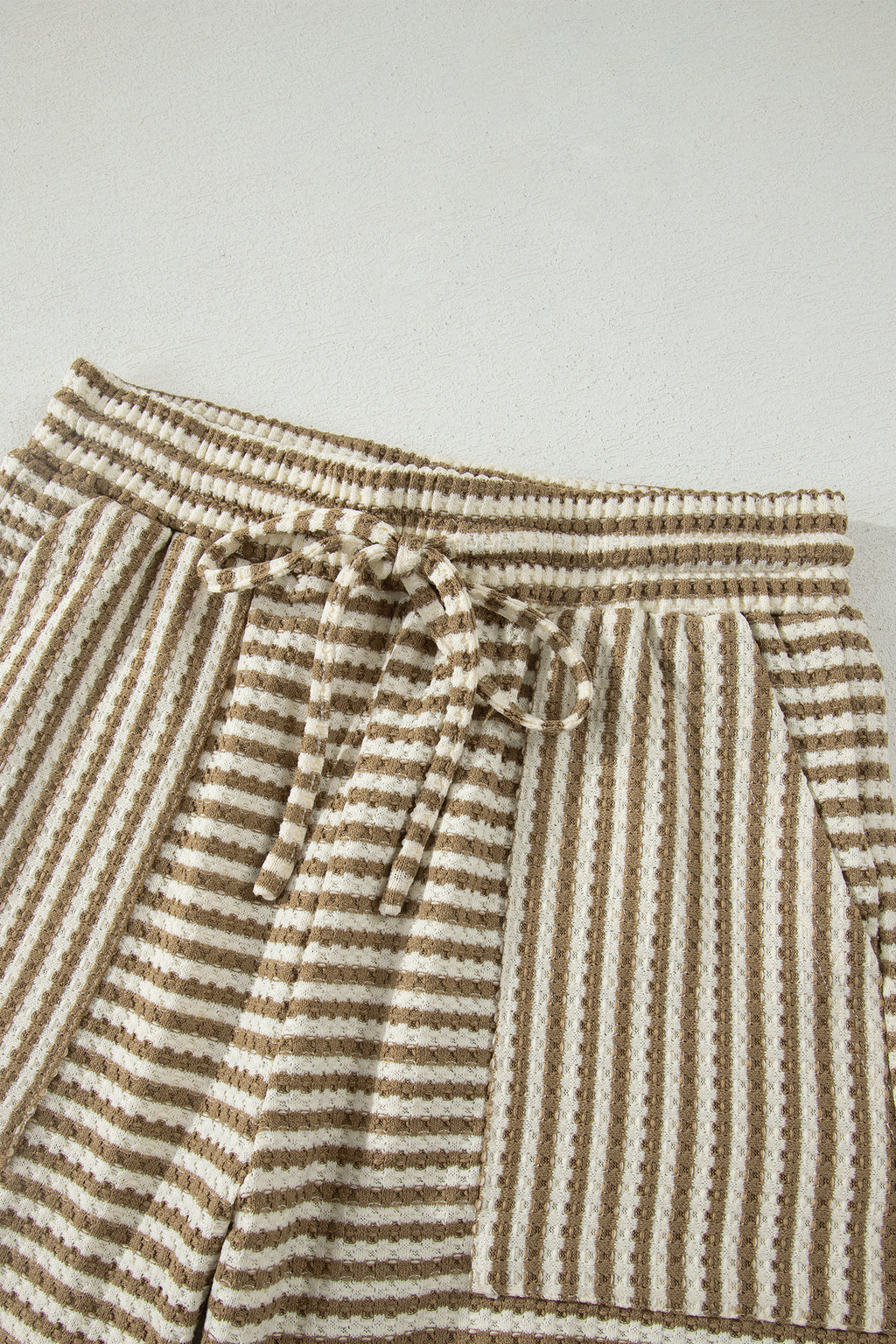 Striped Breathable Textured Knit Short 2pcs Set