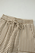 Striped Breathable Textured Knit Short 2pcs Set