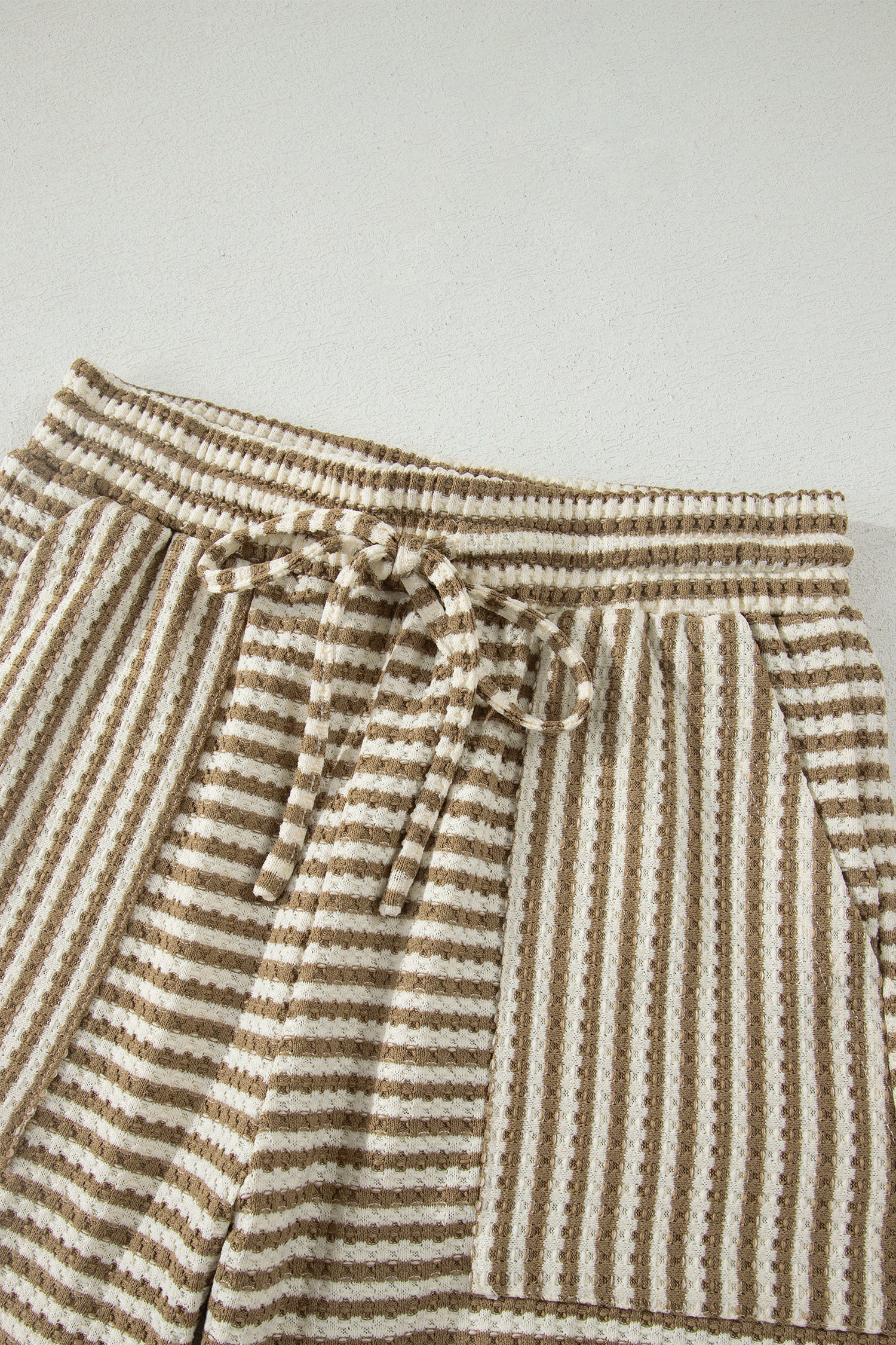 Striped Breathable Textured Knit Short 2pcs Set