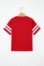 Varsity Striped Short Sleeve Crew Neck T Shirt