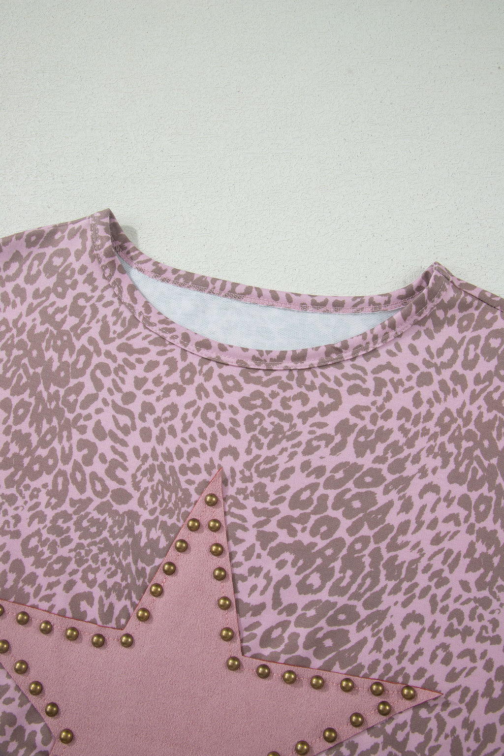 Leopard Retro Studded Star Patch Loose Tee