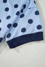 Color Block Trim Polka Dot Casual Tee