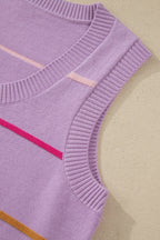 Striped Round Neck Knitted Sweater Tank