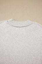 Light Grey Exposed Seam Detail Mock Neck Tee