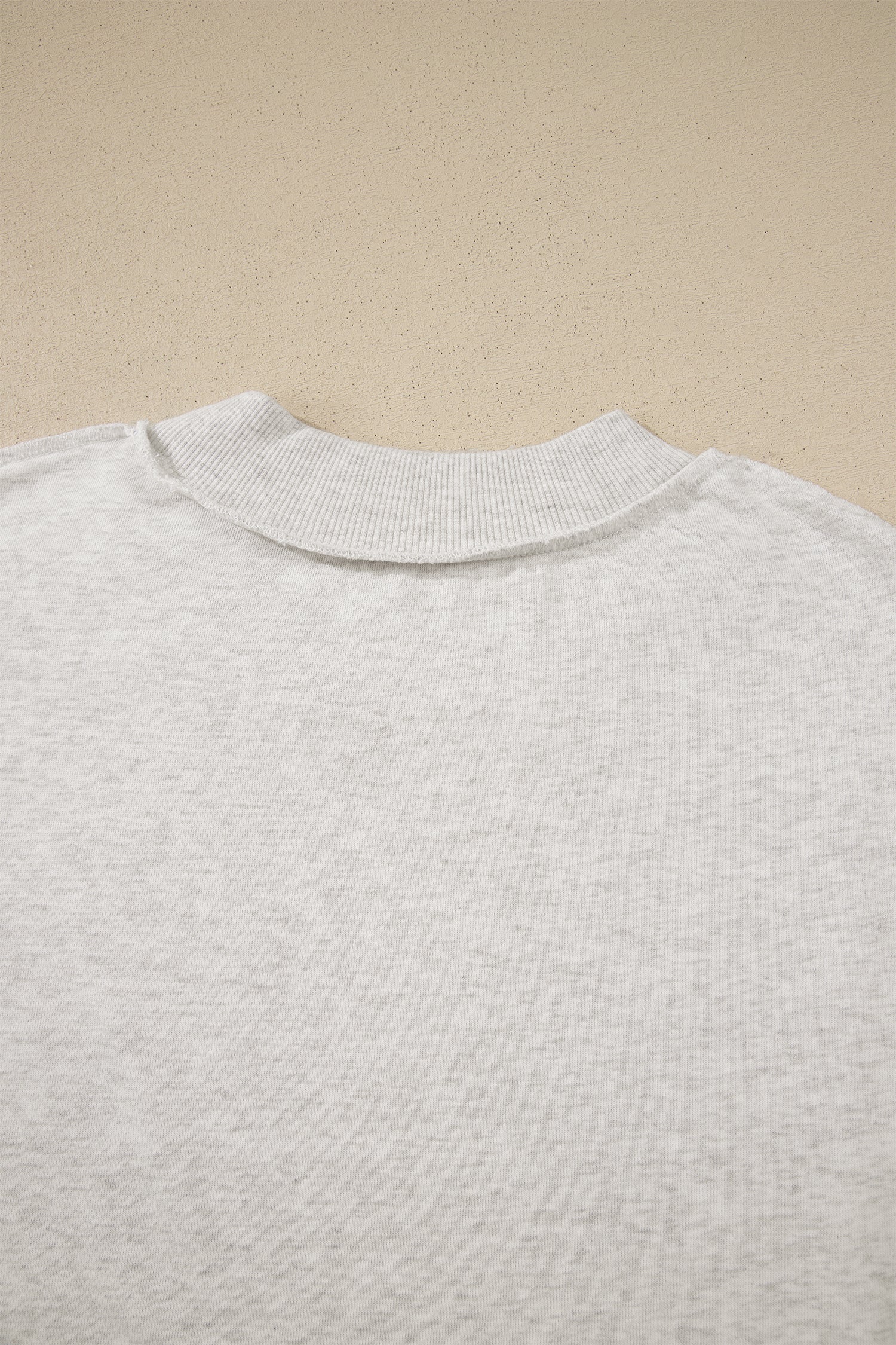 Light Grey Exposed Seam Detail Mock Neck Tee