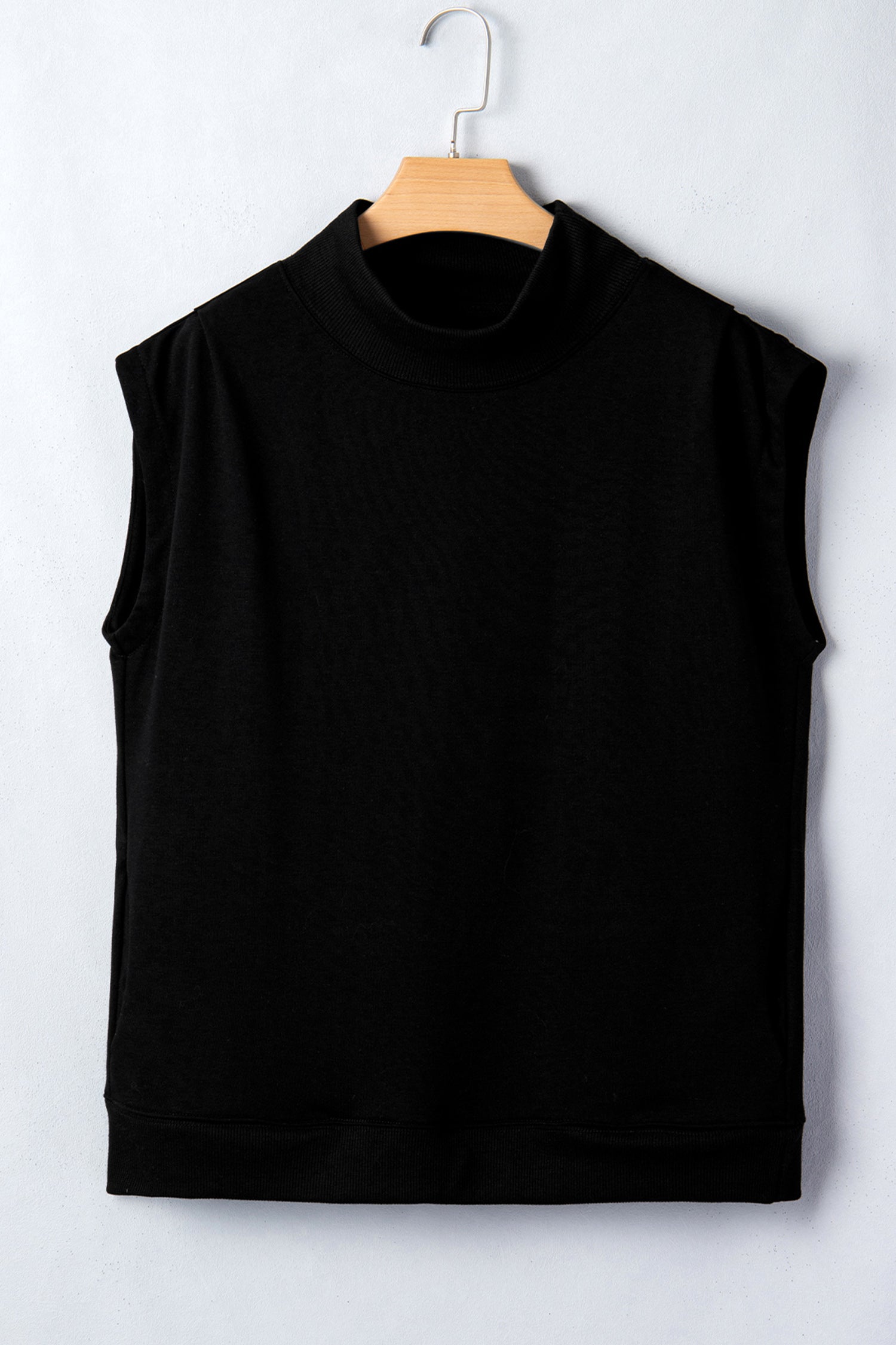 Solid Color High Neck Cap Sleeve Loose Top