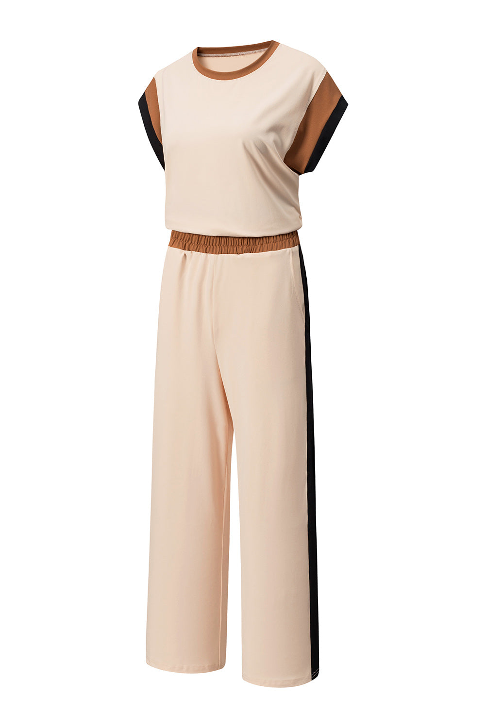 Colour Block Detail Casual Two-piece Set