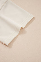 Solid Color Contrast Textured Patchwork Raw Edge 2pcs Short Set